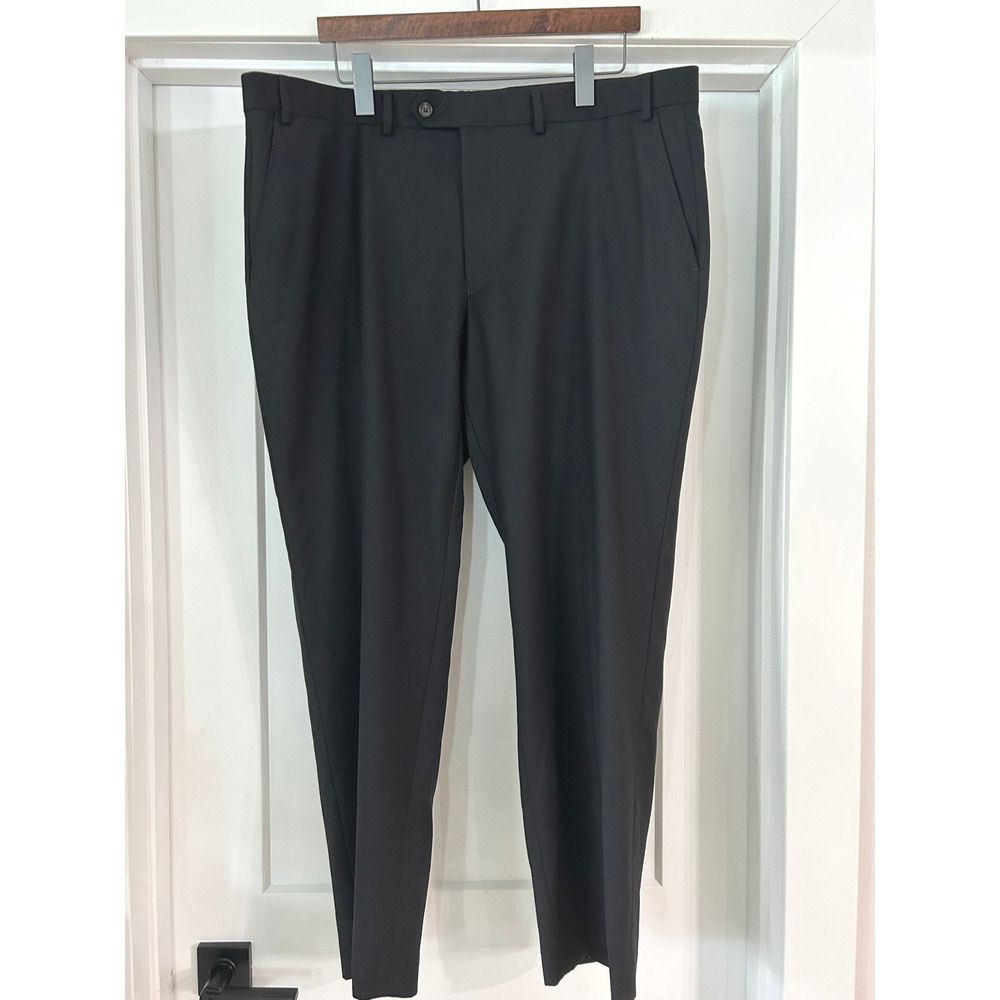 Lauren Ralph Lauren Mens 40x30 Black 100% Wool Flat Front Dress Pants Trousers